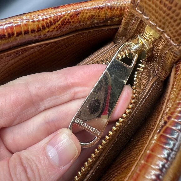 Brahmin Elaine Satchel Purse Bag Mahogany Cassaway Leather Adjustable Strap - Picture 12 of 16